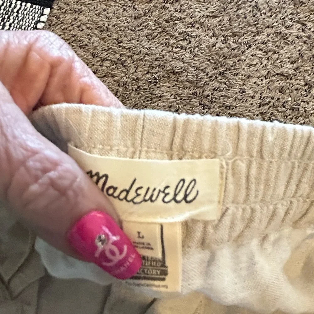 Madewell | Linen Blend Track Trousers in Natural L 30%off w♥️ #74 - Picture 2 of 8